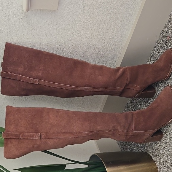 Madewell The Jimi Brown Suede Over The Knee Foldable High Boots Western Boho - Picture 3 of 16